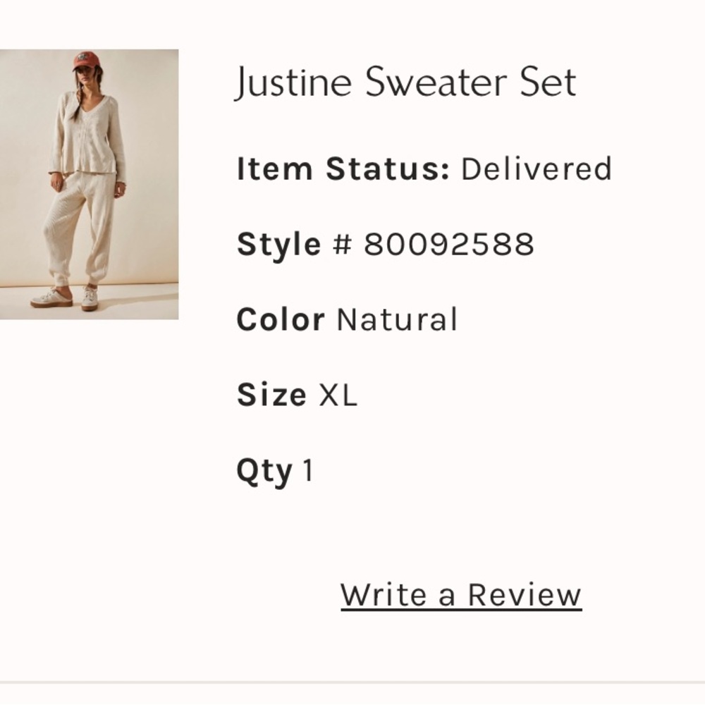Free People Cream Sweater Set
